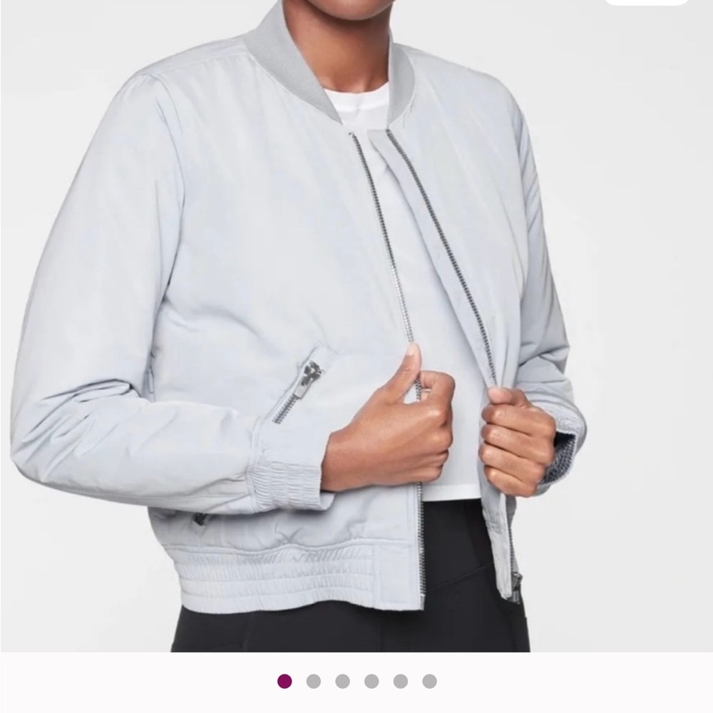Athleta Soft Gray Bomber Jacket-Medium - image 1